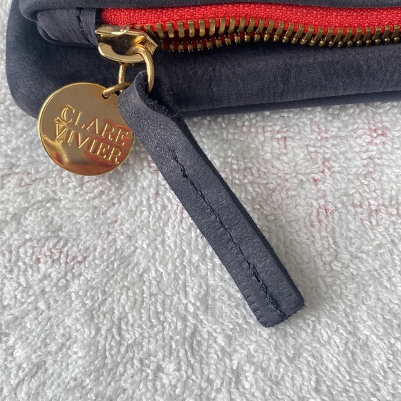 CLARE V. Navy blue suede clutch preloved! - Picture 2 of 6